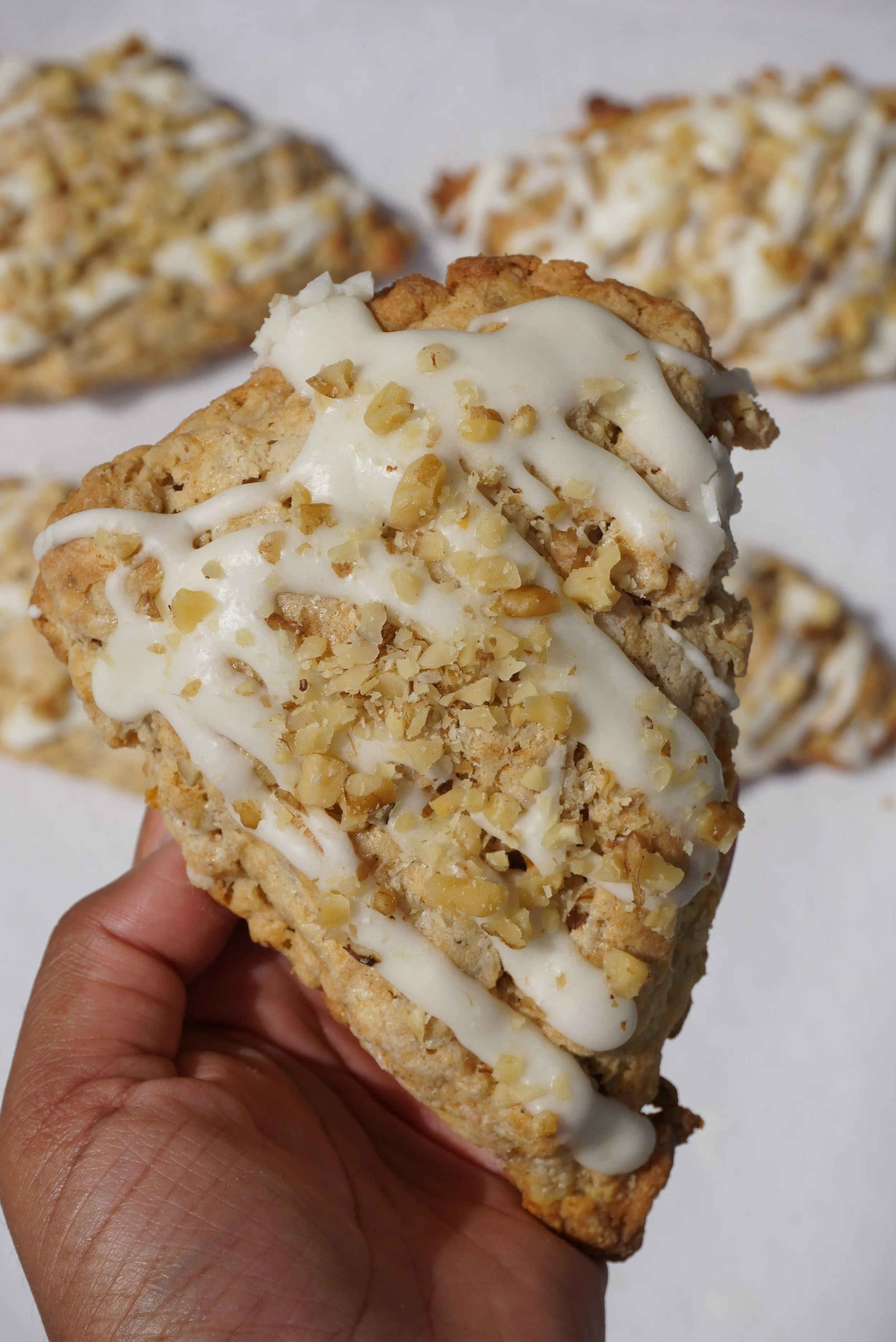 carrot cake scones w/ walnuts + cream cheese icing