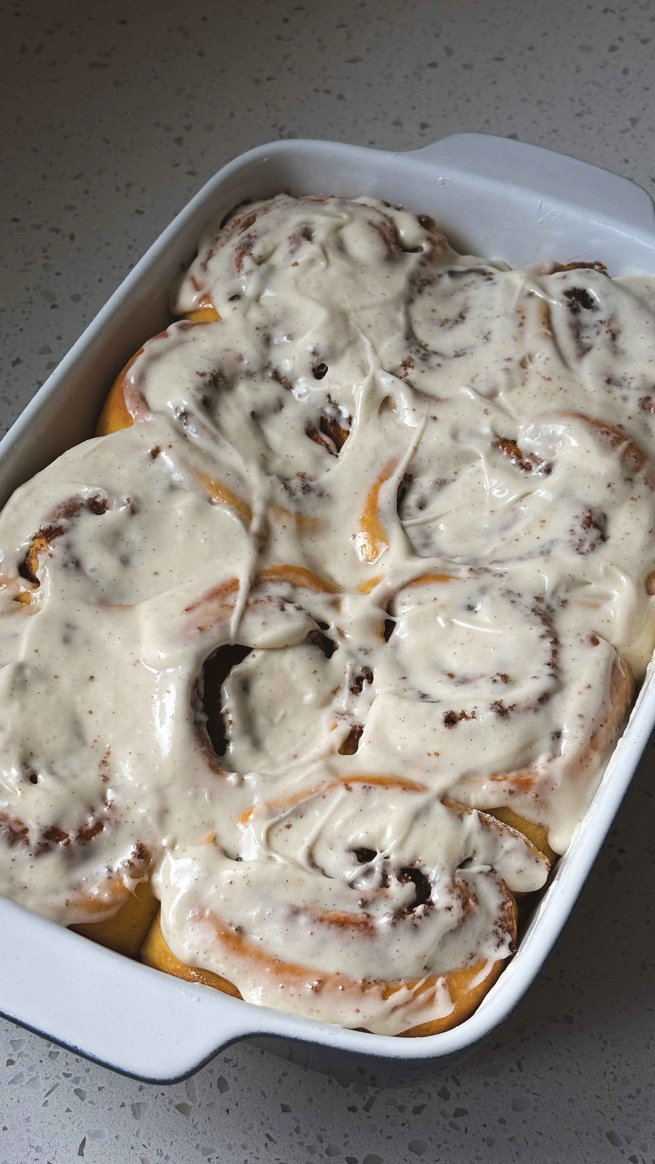 sweet potato cinnamon rolls w/ maple vanilla cream cheese frosting