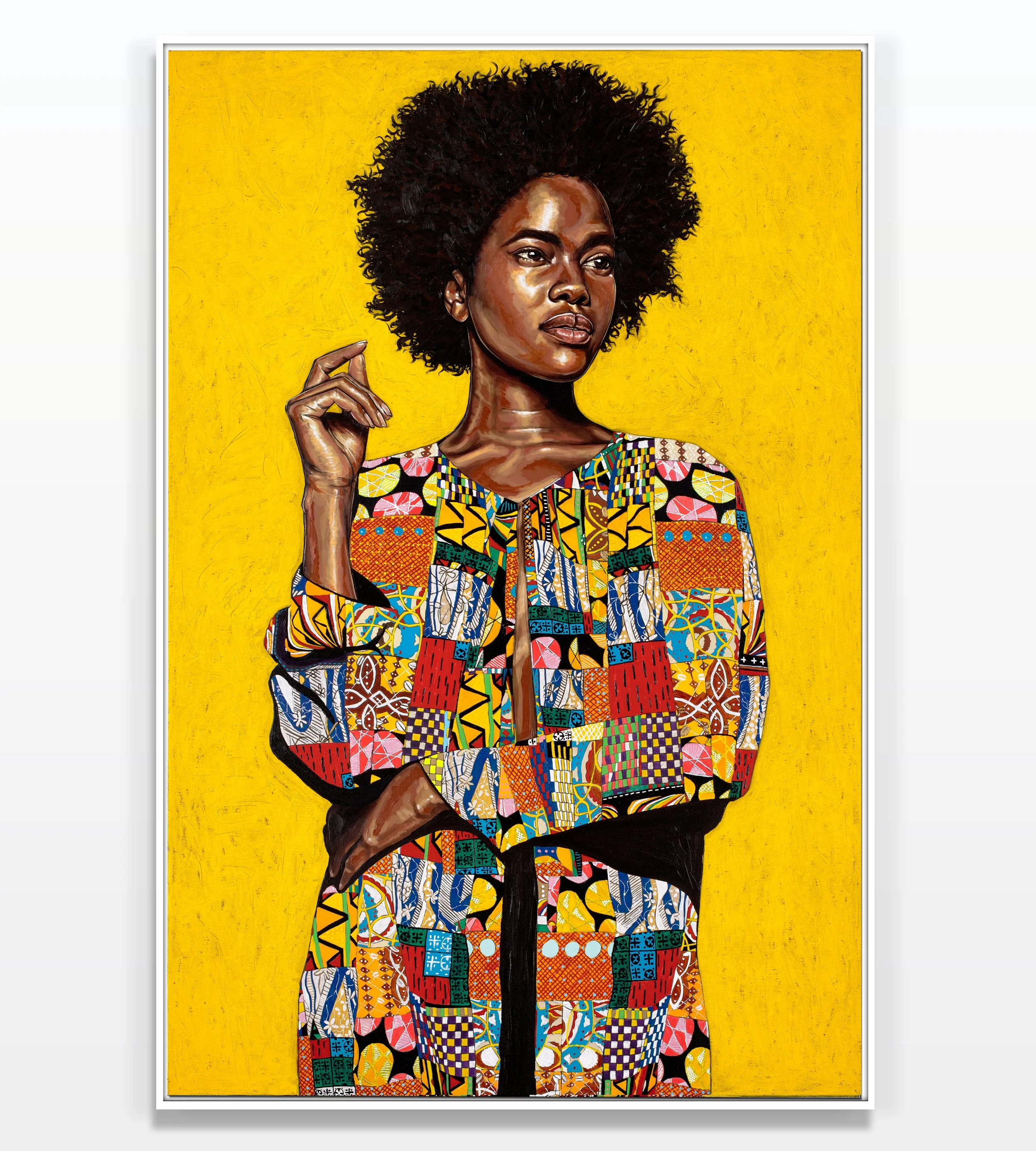 Title: Coat of Many Colors 40x60 inches Mixed media/Acrylic, Oil pastel sticks on canvas (Original available for acquisition)