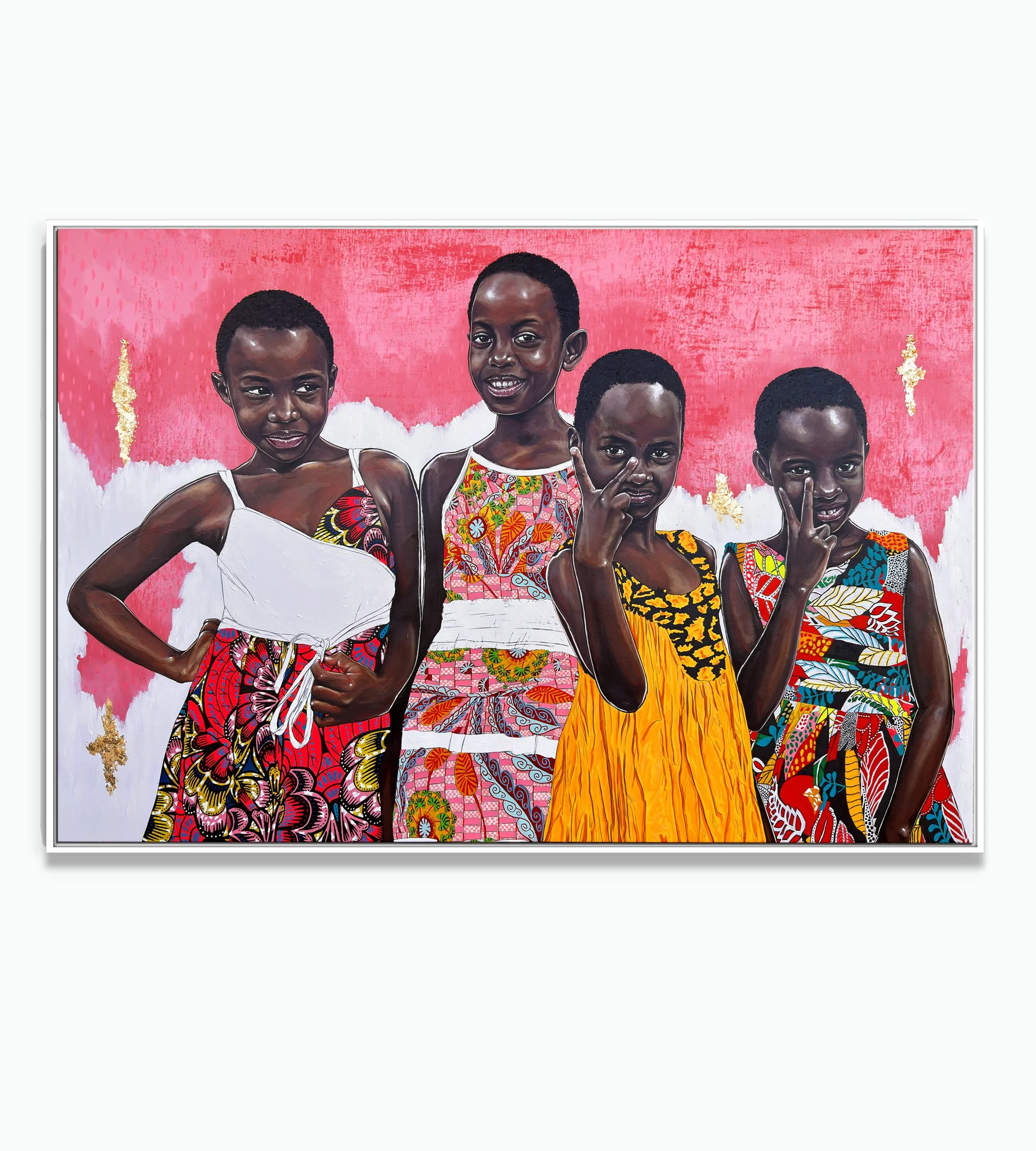 Title: Chocolate Babies 72x48 inches Mixed media/Acrylic, Gold foil on canvas 
(Original available for acquisition)