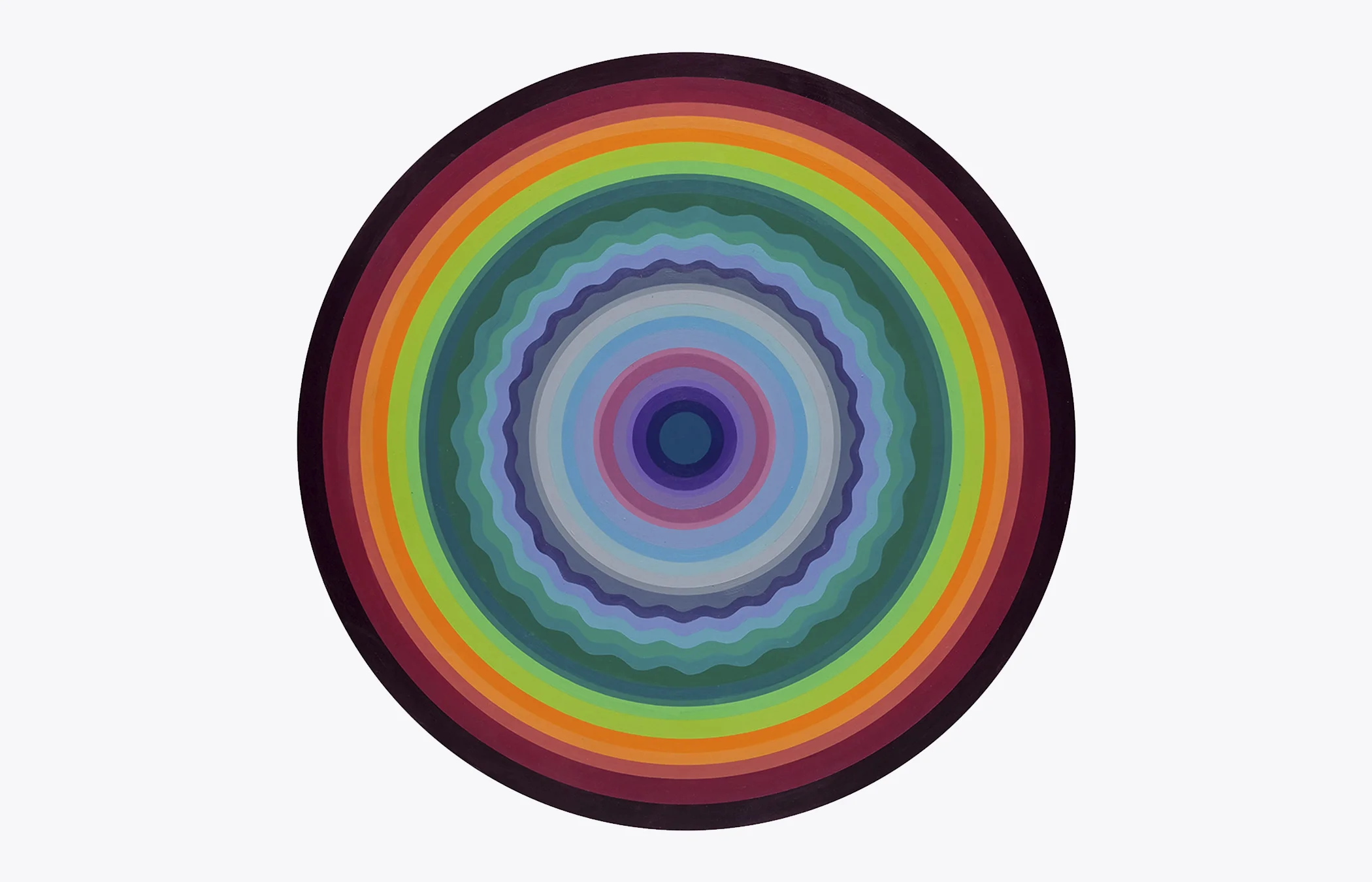 Sarah Gee Miller Sine Wave 2 , 2018 Acrylic on shaped panel 30” Diameter