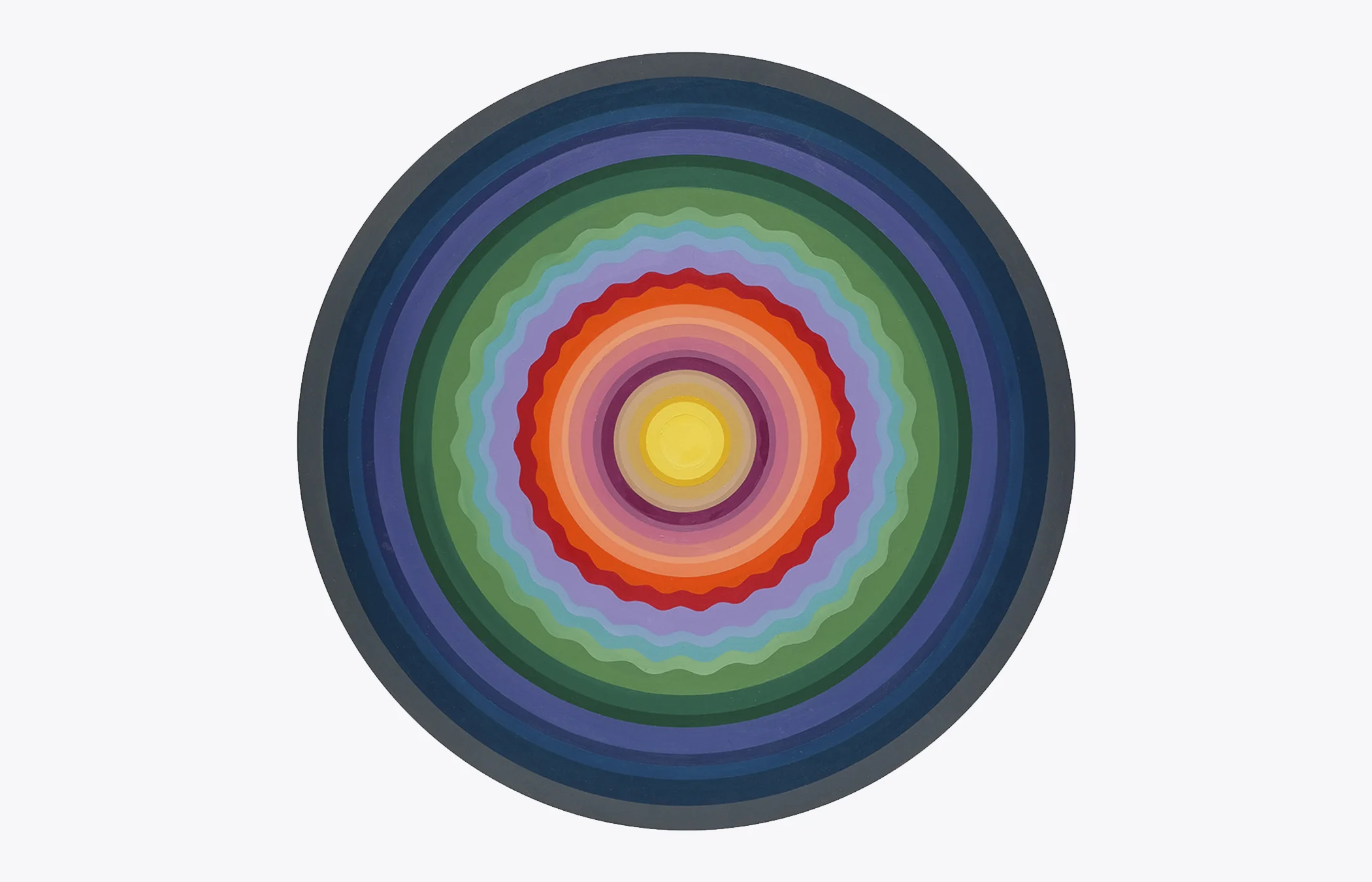 Sarah Gee Miller Sine Wave 1 , 2018 Acrylic on shaped panel 30” Diameter