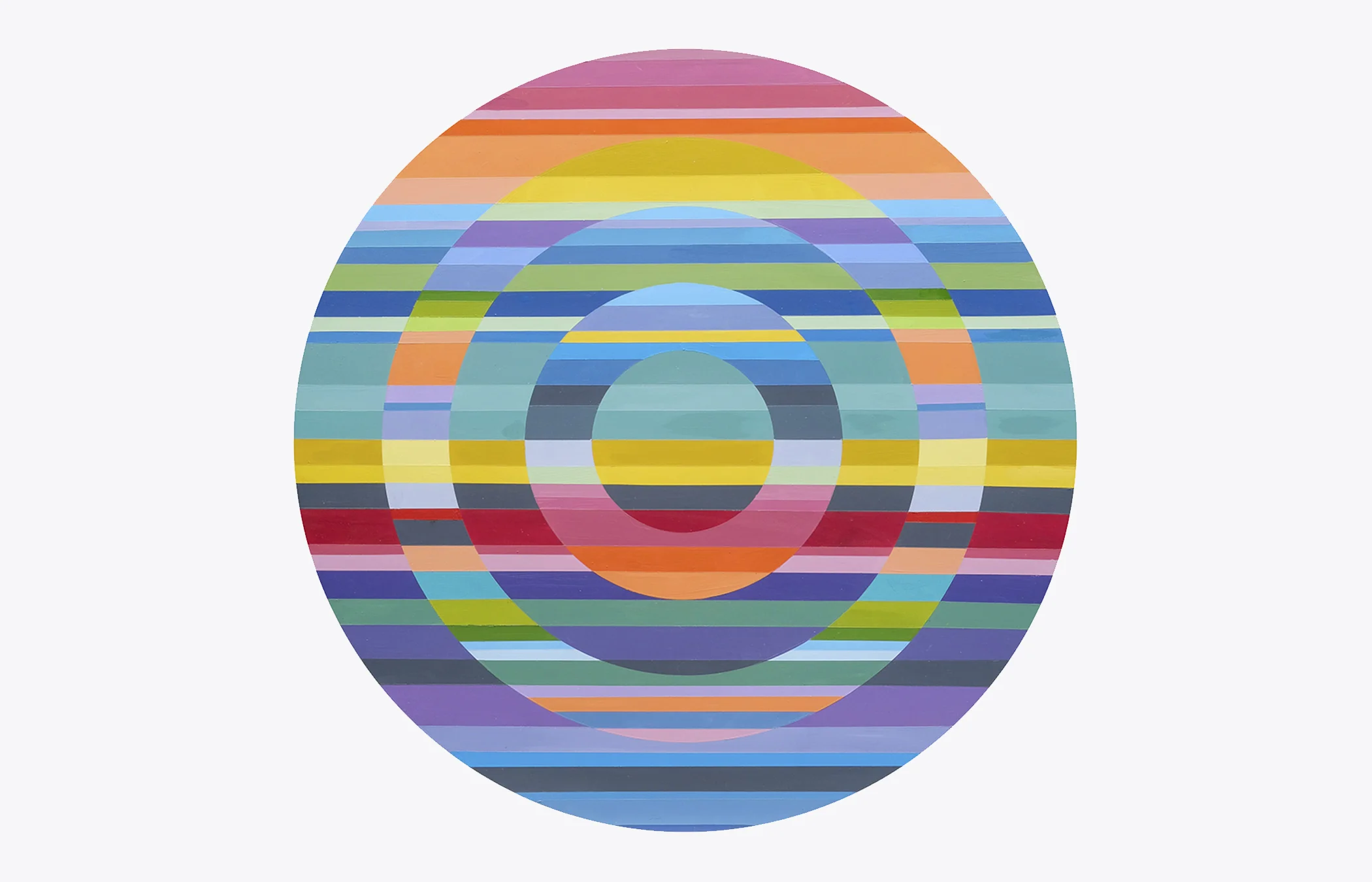 Sarah Gee Miller In, and Within , 2018 Acrylic on shaped panel 30” Diameter