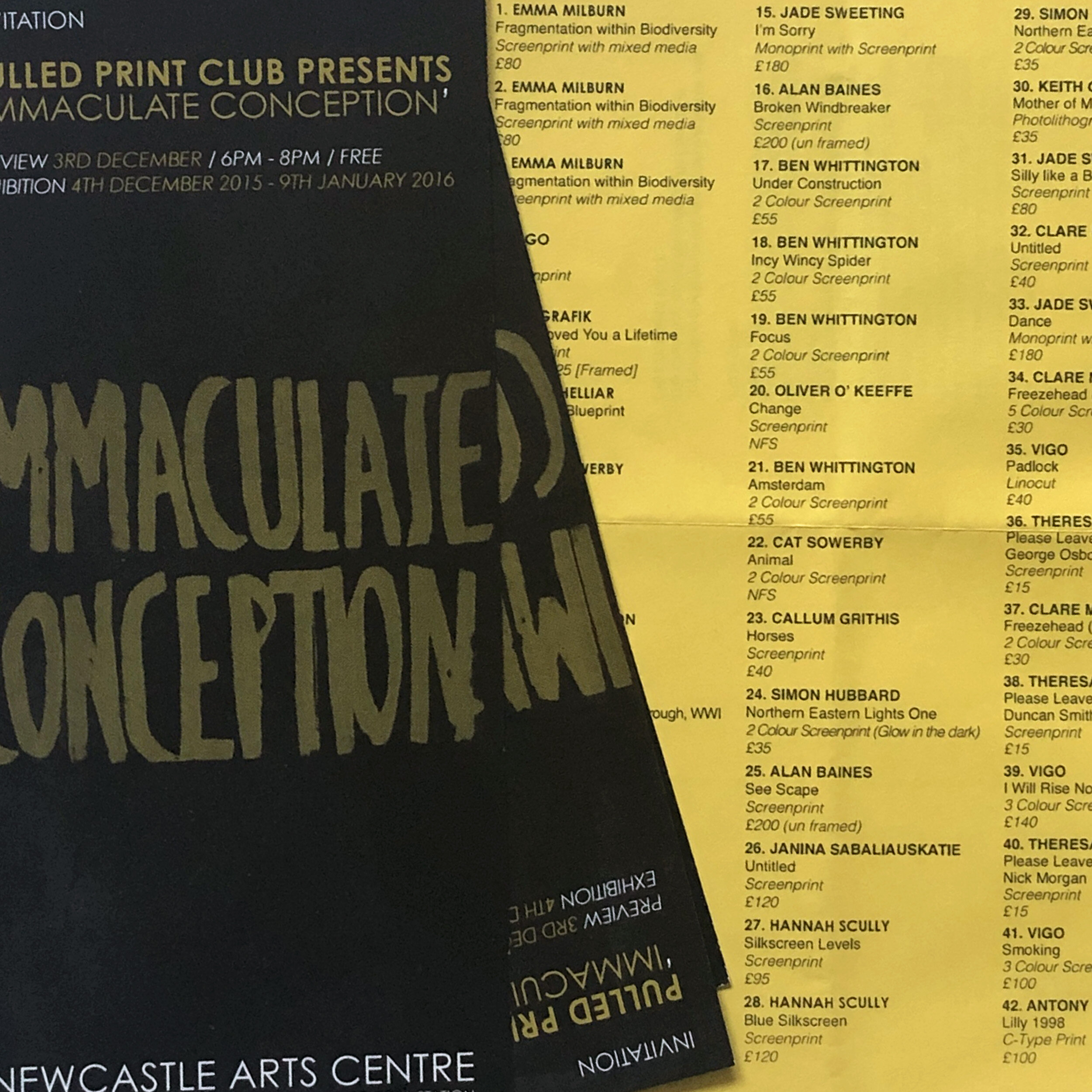 Immaculate Conception: Newcastle Arts Centre 2015/16