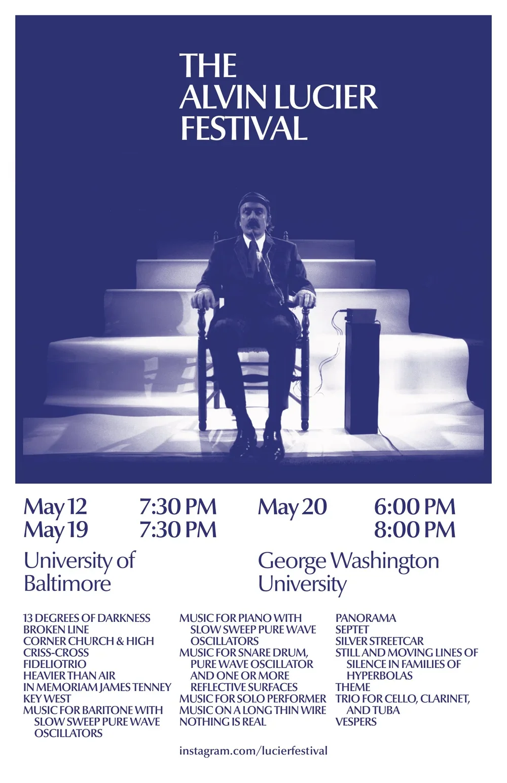 poster for The Alvin Lucier Festival, 2022