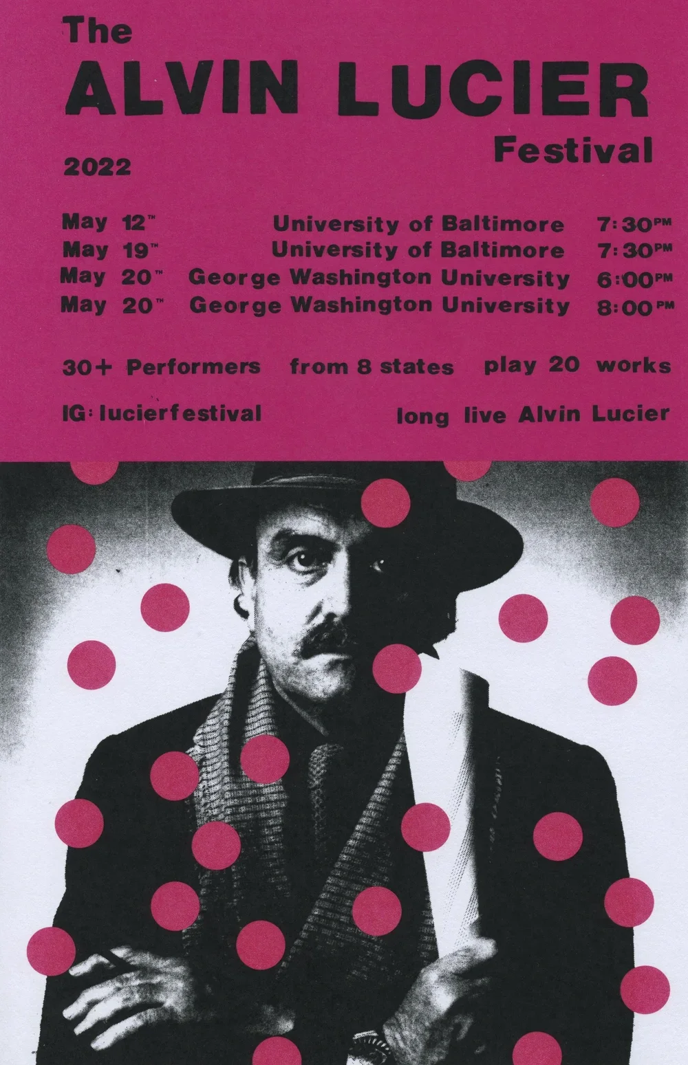 poster for The Alvin Lucier Festival, 2022