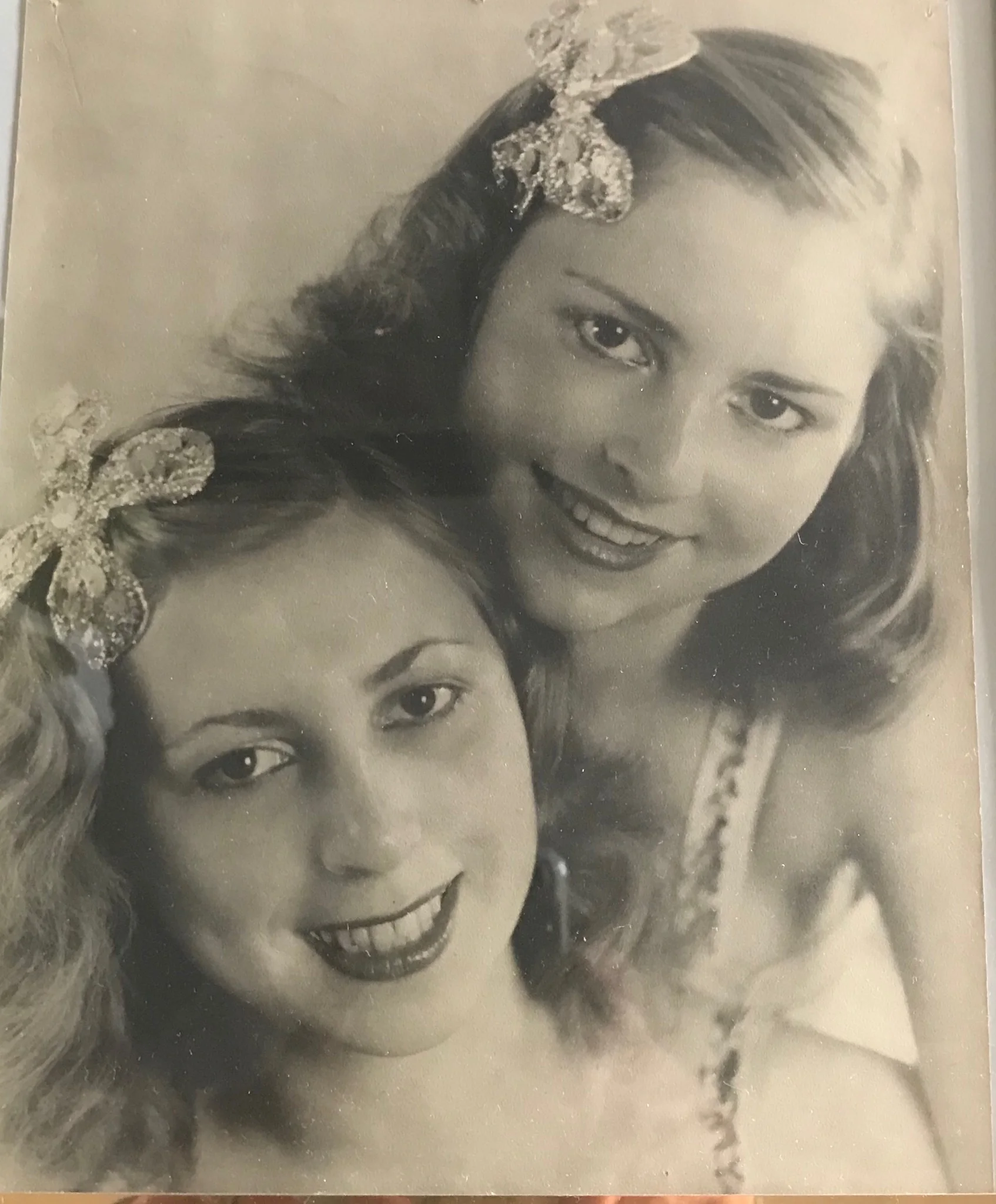 Sonja & Bianca, Hamburg, Germany, circa 1945. My 19 year old grandmother, who danced with a touring Italian dance company, and my 13 year old great aunt, at the end of the war, and at the very beginning of a professional partnership that spanned 2 decades, and 2 continents. Along with my great grandmother, who sewed their costumes, they miraclulously survived the bombing of Dresden, which destroyed literally everything they had. Just a short time after this photo was taken, Sonja was diagnosed with a brain tumor that was predicted to take her life, but took only her sight. She continued to dance until she was 74.
