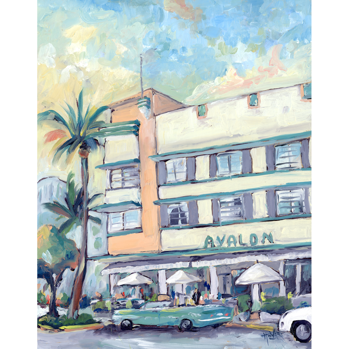 Check in at the Avalon Hotel, Miami Beach.