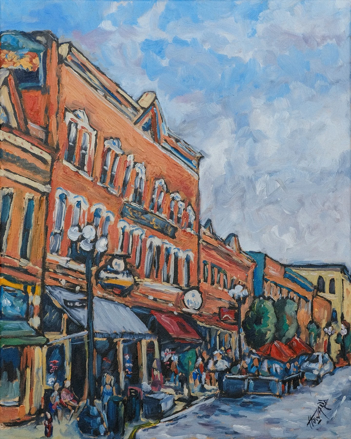 2nd and Pearl, La Crosse – 16x20 Downtown Street Scene Oil Painting