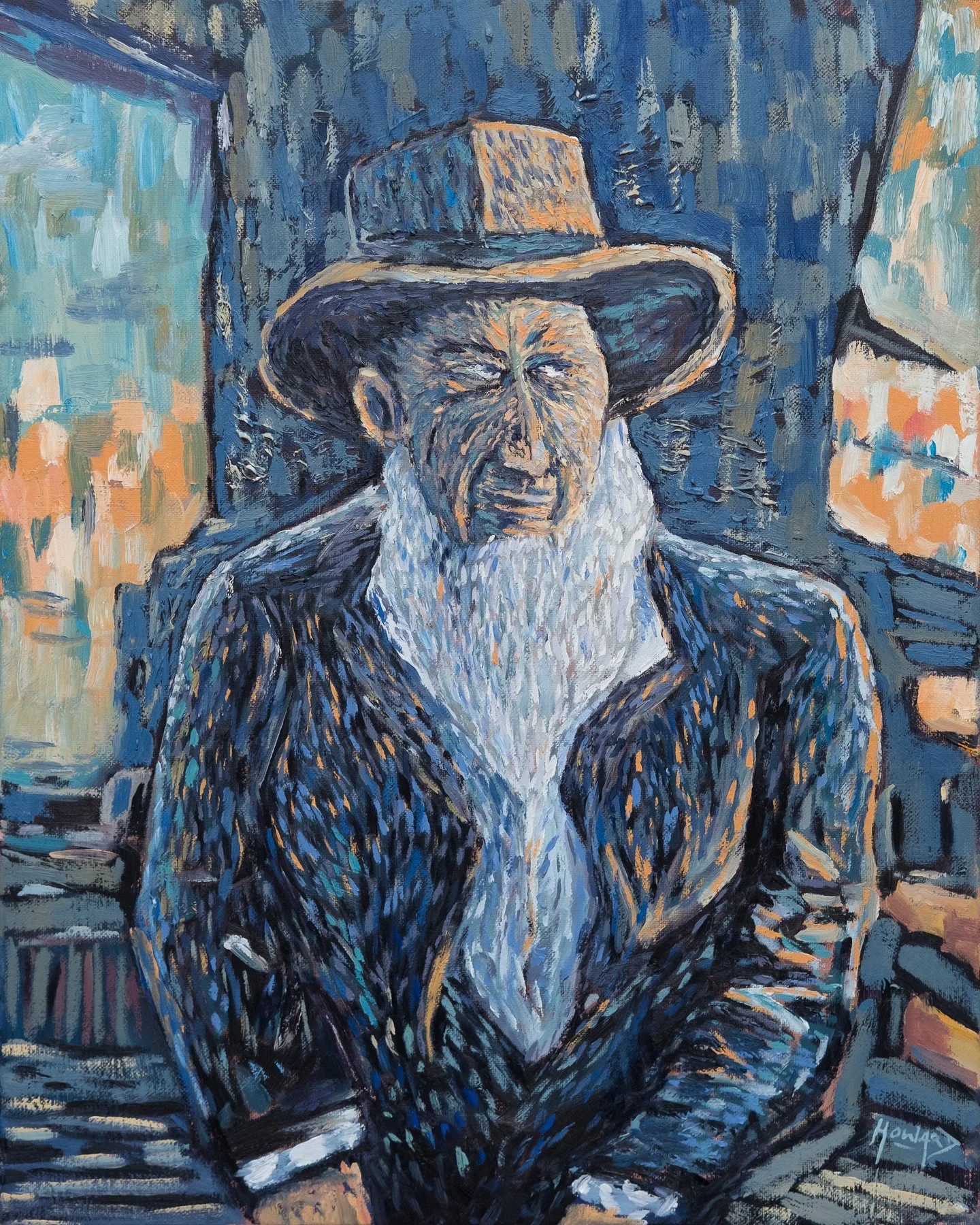 The Amish Elder – 16x20 Van Gogh-Inspired Amish Portrait Oil Painting
