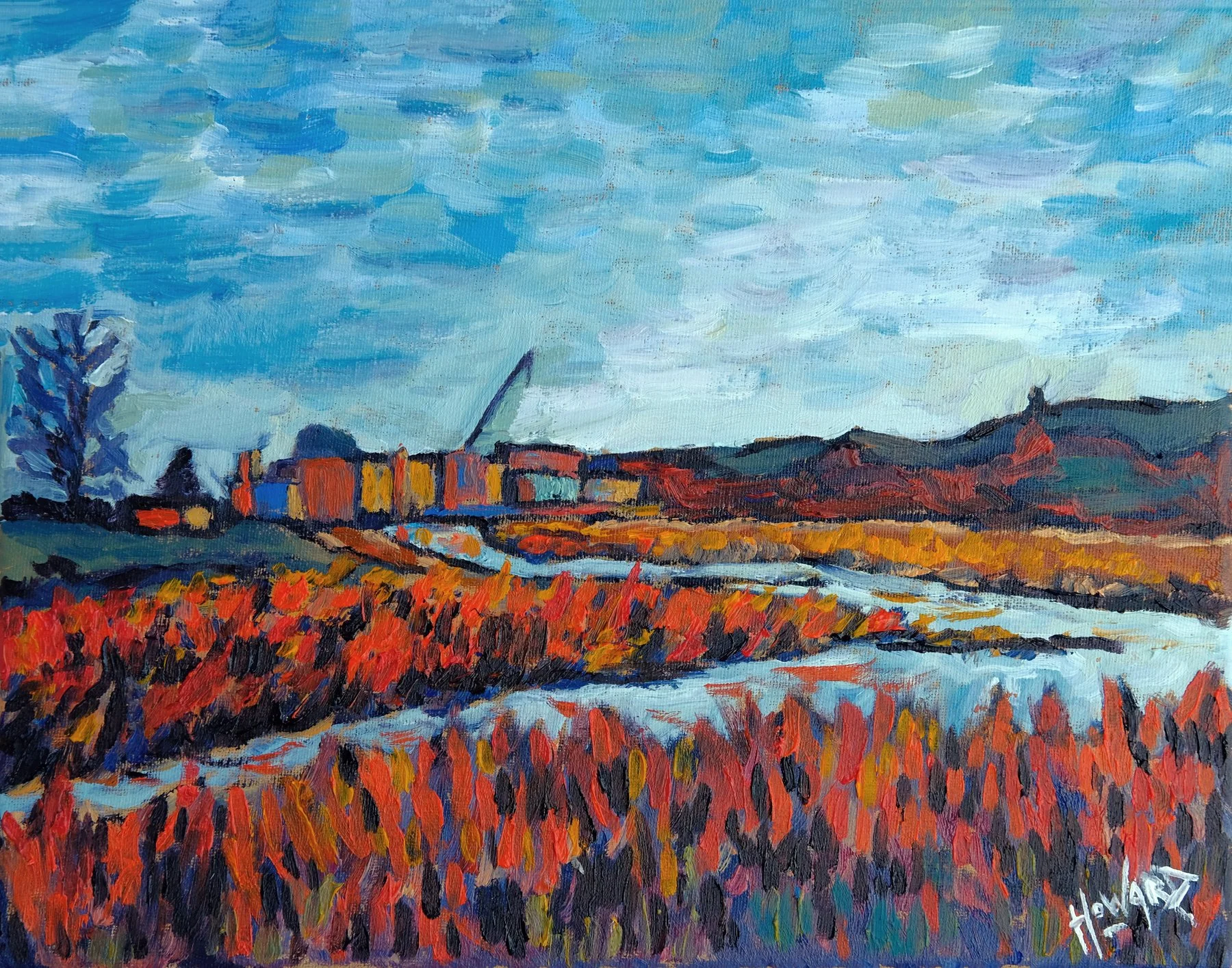 Construction of Gundersen St. Joseph's Hospital, Hillsboro – 11x14 Wisconsin Oil Painting