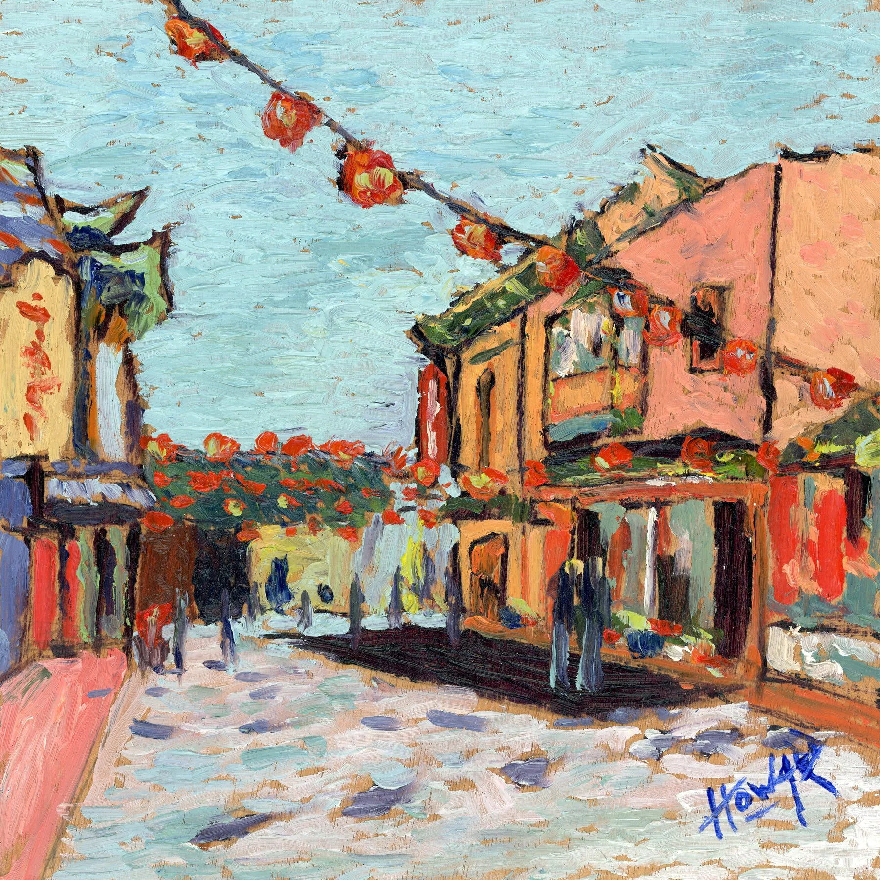Chinatown, Los Angeles – 12x12 California Cityscape Oil Painting