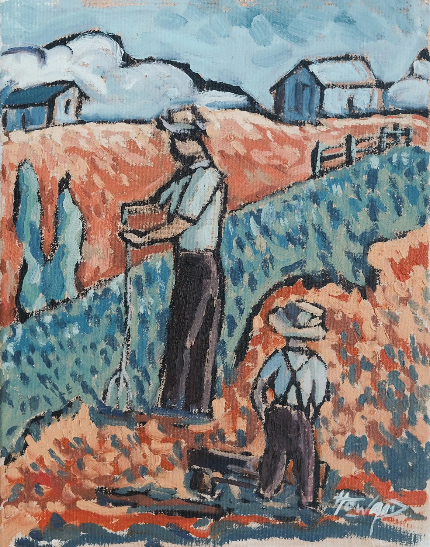 Working the Field – 11x14 Wisconsin Amish Farm Life Oil Painting