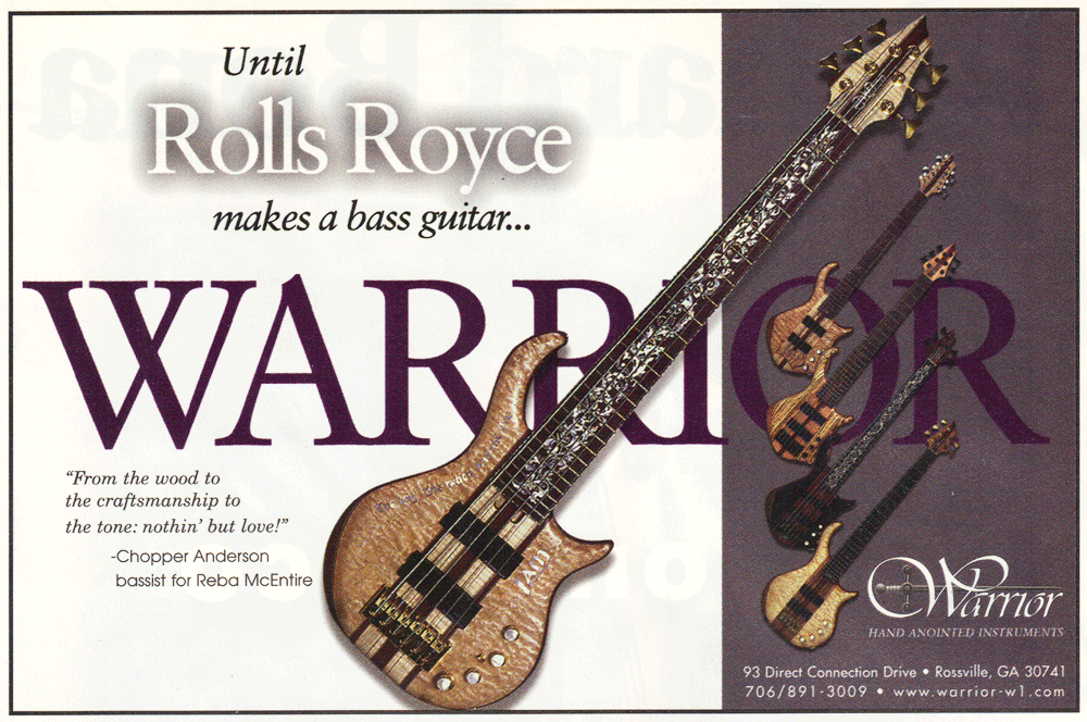Warrior has not made many 12-string basses but there is one hiding in the background of this ad from 1999.