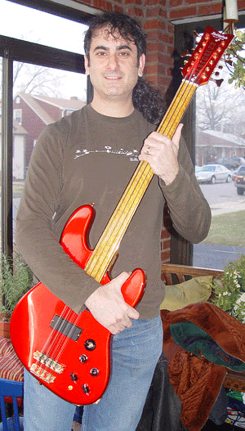 Andy Rothstein with the Andromeda Fretless 12-String Bass