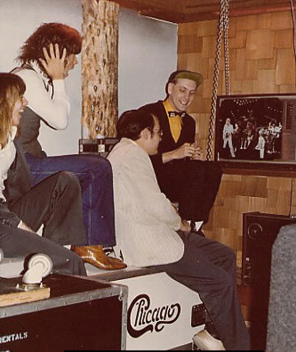 Cheap Trick watching their Budokan video during a recording break.