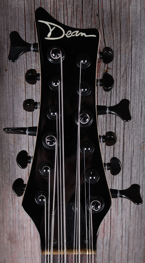 The second and third series basses have the Dean logo at the end of the headstock.