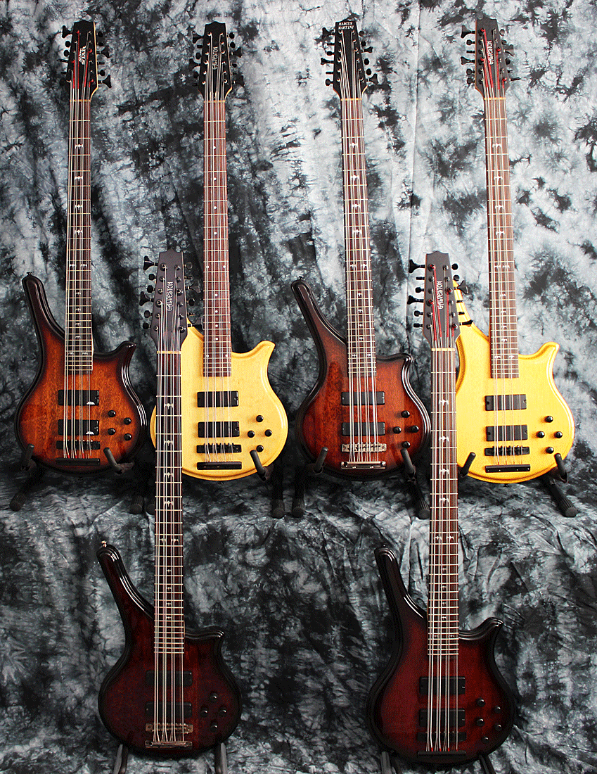 A Silver Star, a Marcus Martini, and four Galveston 12-string basses.