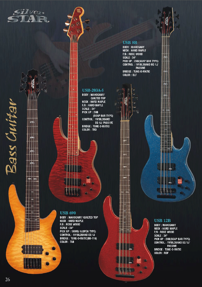 An 8-string bass and a 12-string bass are included.