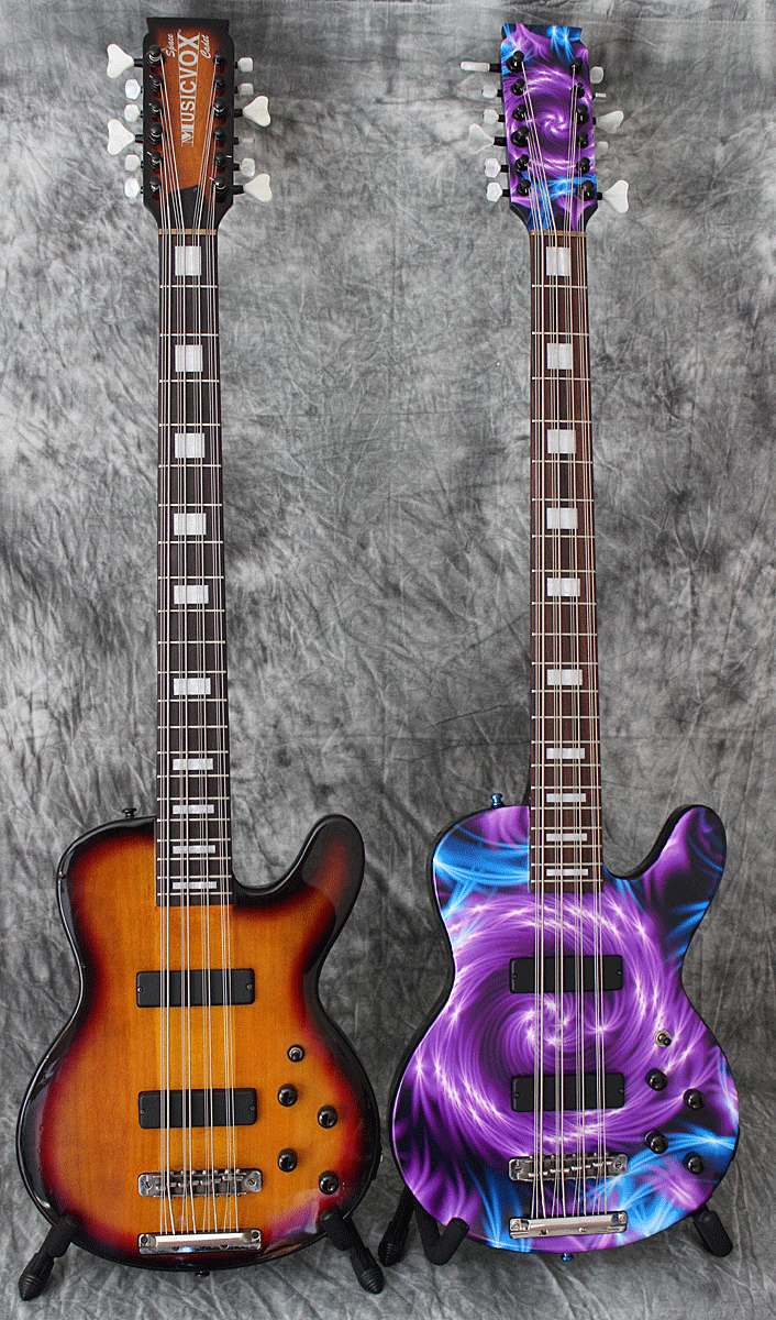 Before and After: The Interstellar Vortex Space Cadet 12-string bass started out in the Sunburst finish.