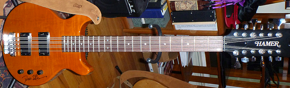 The Hamer B12S 12-string bass used by Dweezil Zappa on the ‘Music For Pets’ album.