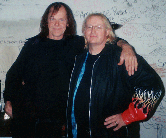 Stephen and Surf backstage after a Weird Al Yankovic concert in Missoula, Montana, 2004.