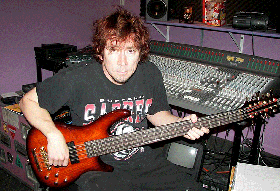 Monty Colvin and his Hades 12-string bass.