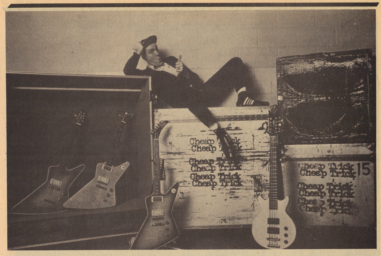 Rick Nielsen and the Hamer prototype 10-string bass.