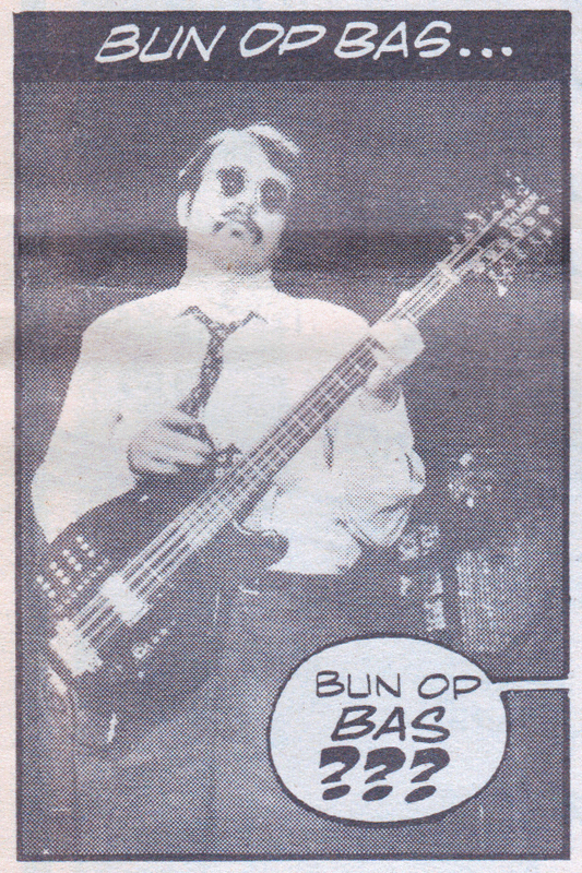 Cheap Trick drummer Bun E. Carlos and the Hamer Quad 12-string bass. It was not uncommon for him to appear on stage with either a bass or a guitar.