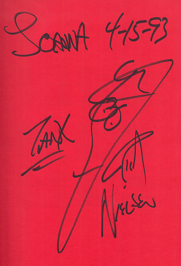 Rick Nielsen’s autograph on the inside front cover, from his book signing session.