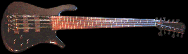 Warwick 12-string bass in the black finish.