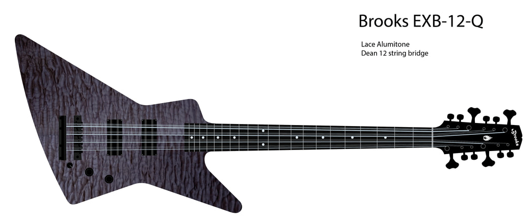 Artist rendering of the Brooks custom EXB-12-Q 12-string bass.
