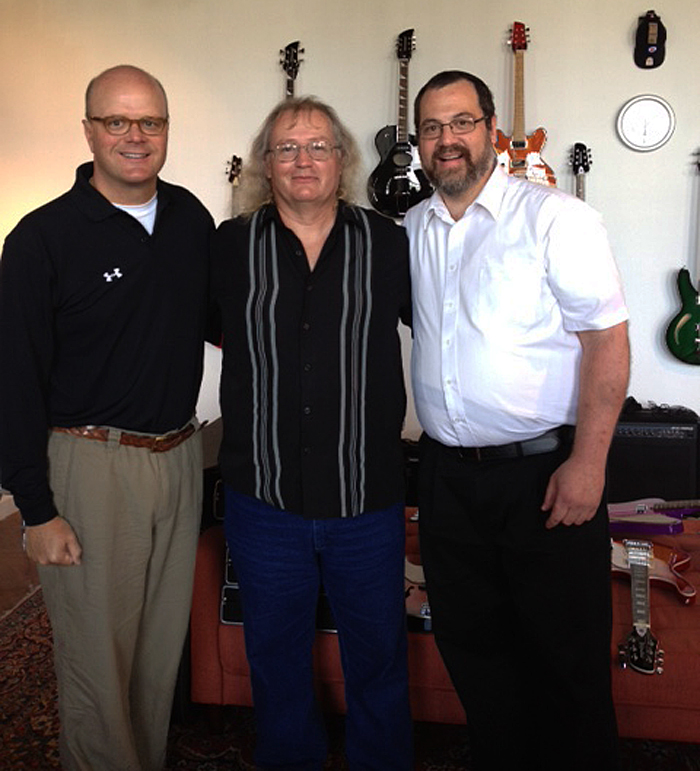 Bob Singer, Surf, and Matt Eichen of Musicvox at the Waterstone warehouse in Nashville, Tennessee following the 2012 NAMM show.