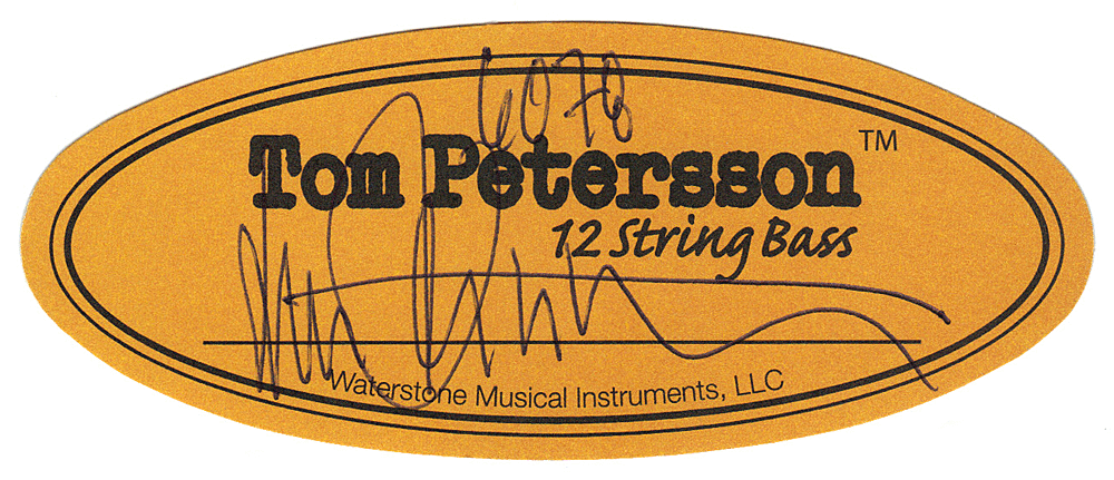 Serial number sticker with Tom Petersson’s signature from a Blue Target TP-12/34 12-string bass built in 2007.