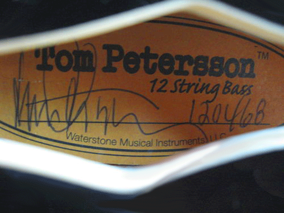 Serial number from a black TP-2 12-string bass. 120468 = “December 2004, Bass # 68”.