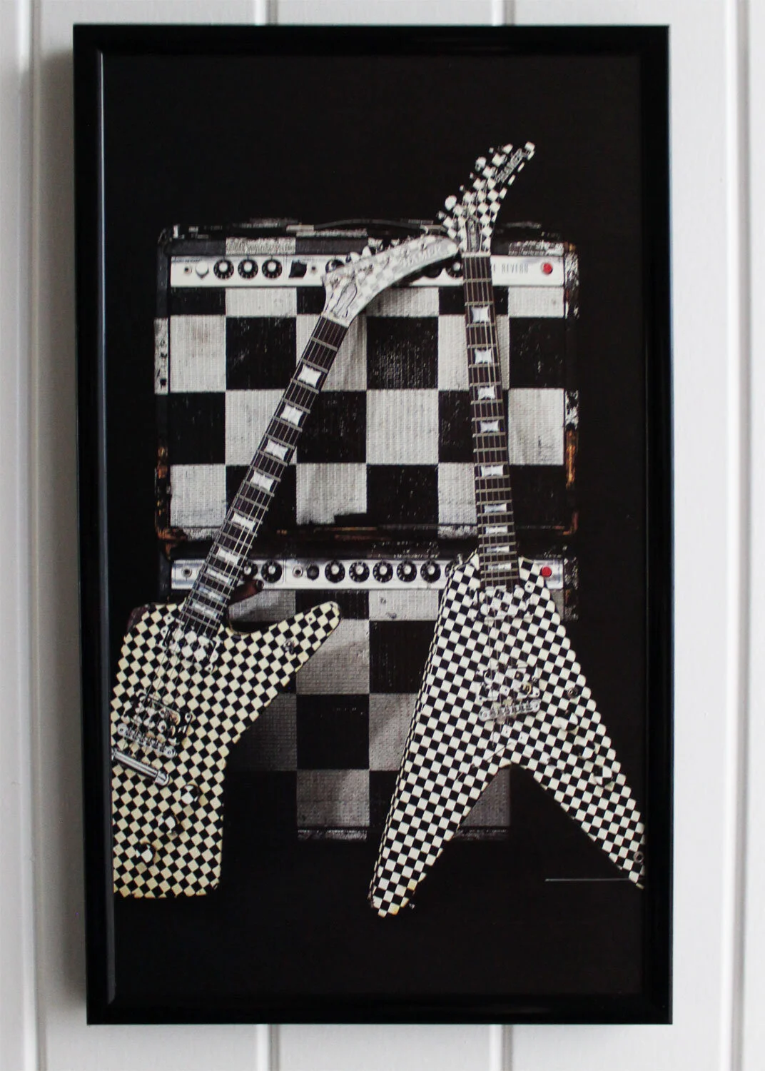 Framed Book Print Cheap Trick's Checkerboard Guitars & Amps — 12String Bass Encyclopedia
