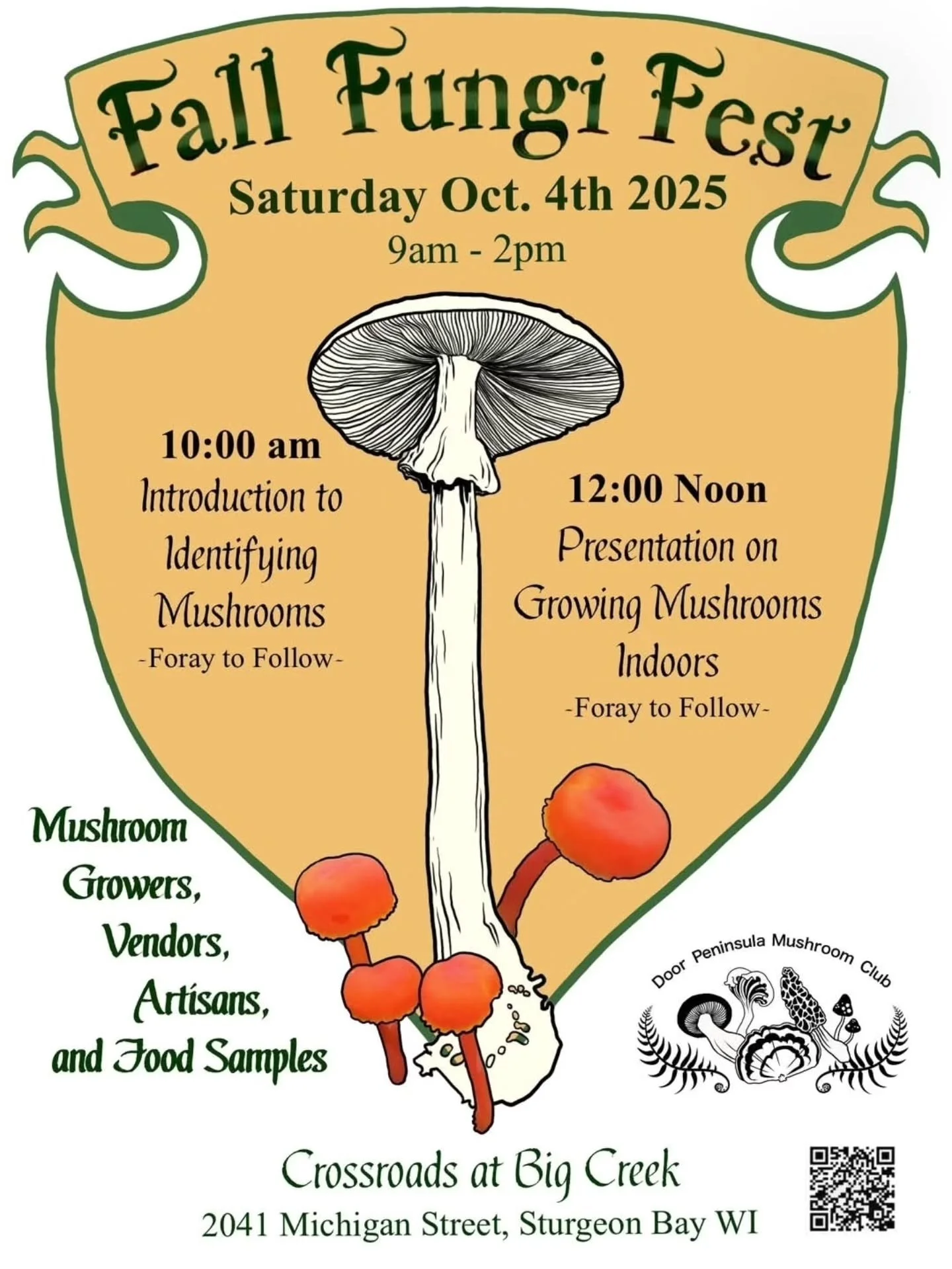 Two Events... One Day! 😍🍄😍🍄

If you're in Door County, you don't want to miss their Fall Fungi Fest! I always love vending at this event, and I'd love to see you there! 😍

Or, come see my mama at the St. Gregory's Craft Fair in St. Nazianz. A sw