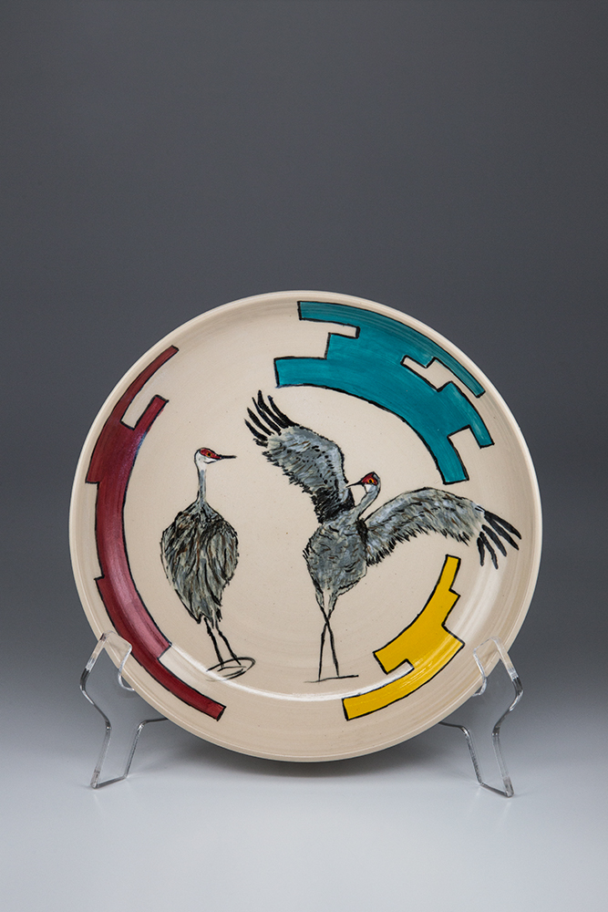 Ceramic Platter Courting Cranes.jpg