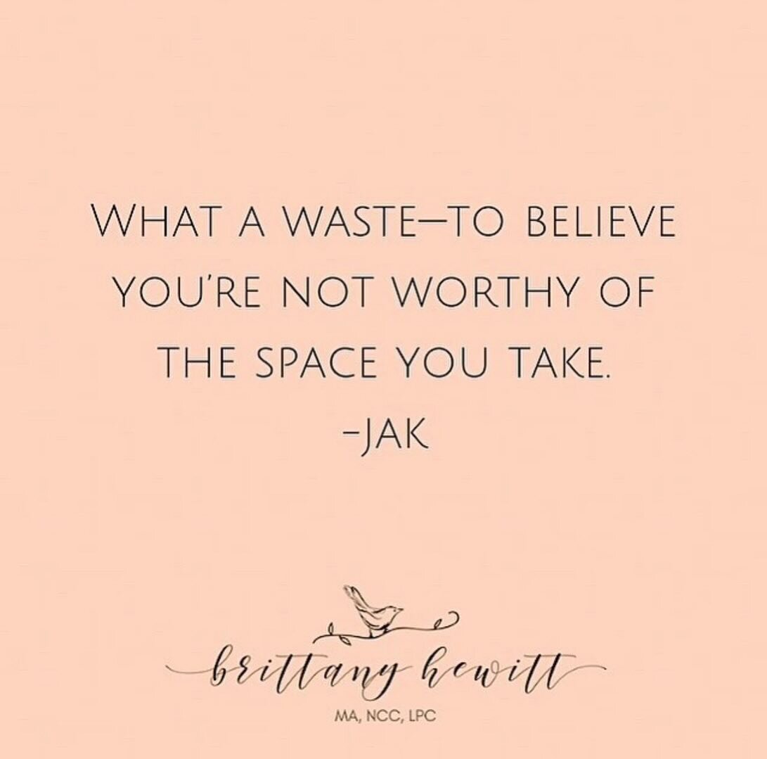 You are so worthy. Take up as much space as you can in this world. 🌎
✶
✶
✶
✶
✶
#counseling #atlantatherapist #atlantacounseling #atlantawellness #healing #atlantacounselor #selfcare #selfcompassion #youareenough #selfesteem #anxiety #socialanxiety #