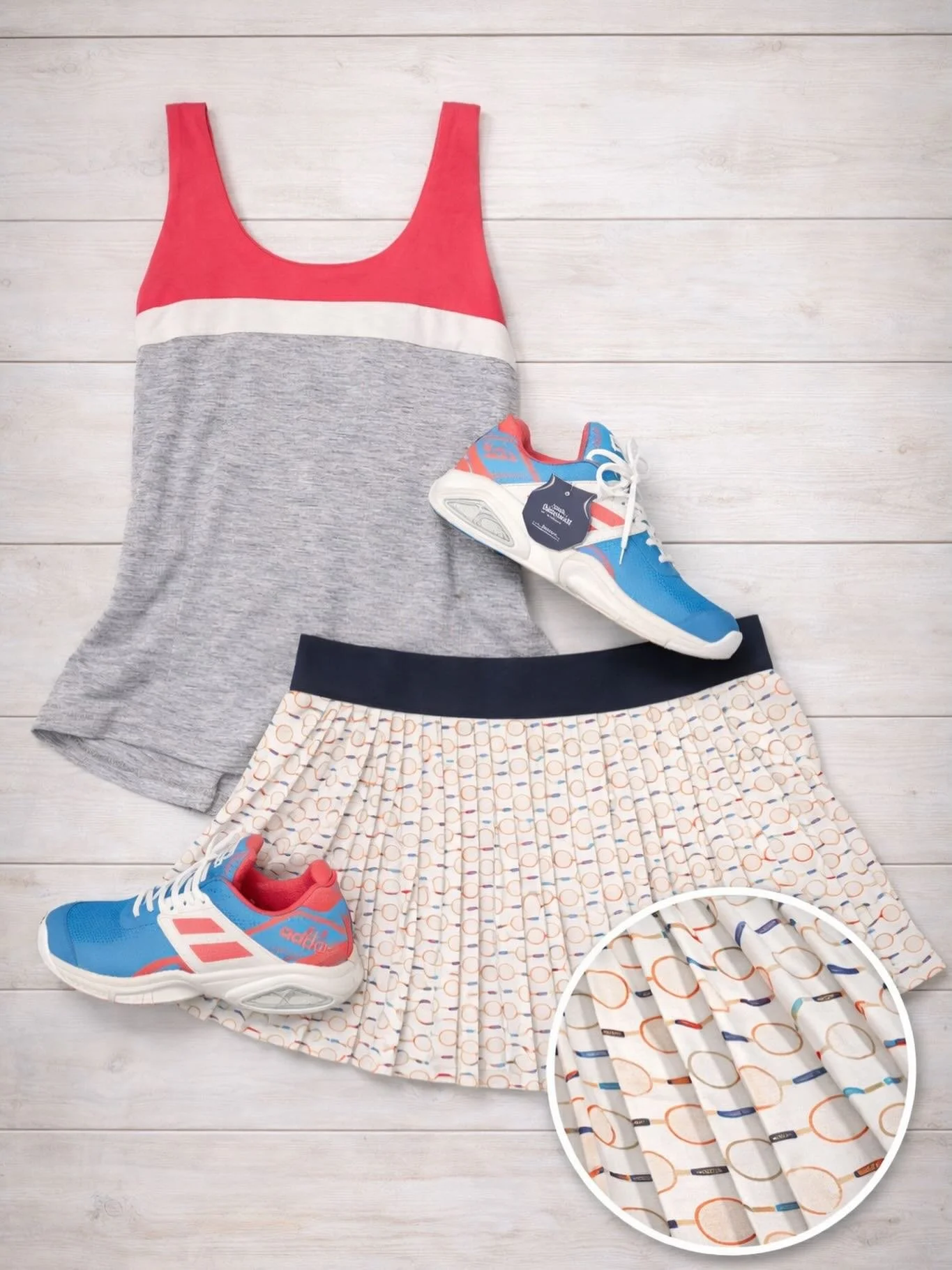 Babolat Sneakers, 9, $48.95 (retail $109.00)
Talbots Skirt, Large, $22.95
Fila Tank Top, Small, $14.95