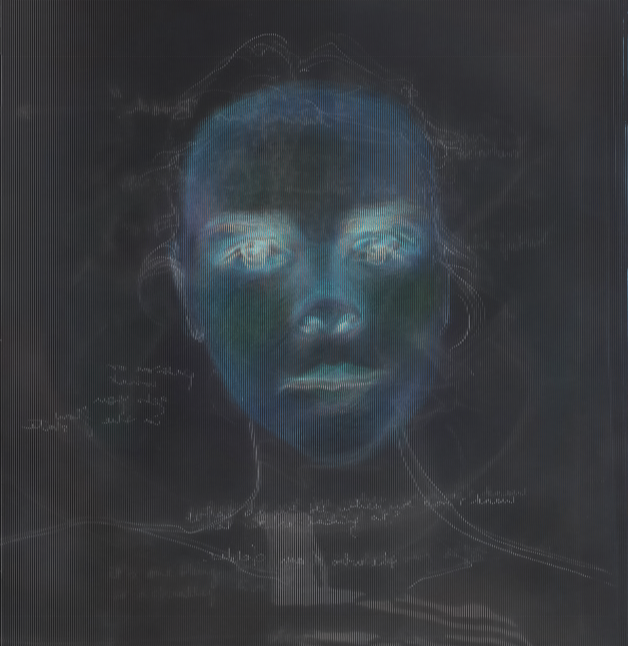 Lenticular development IV step 1, pencil drawing digitally interlaced, 134 x 134 cm, 2019.