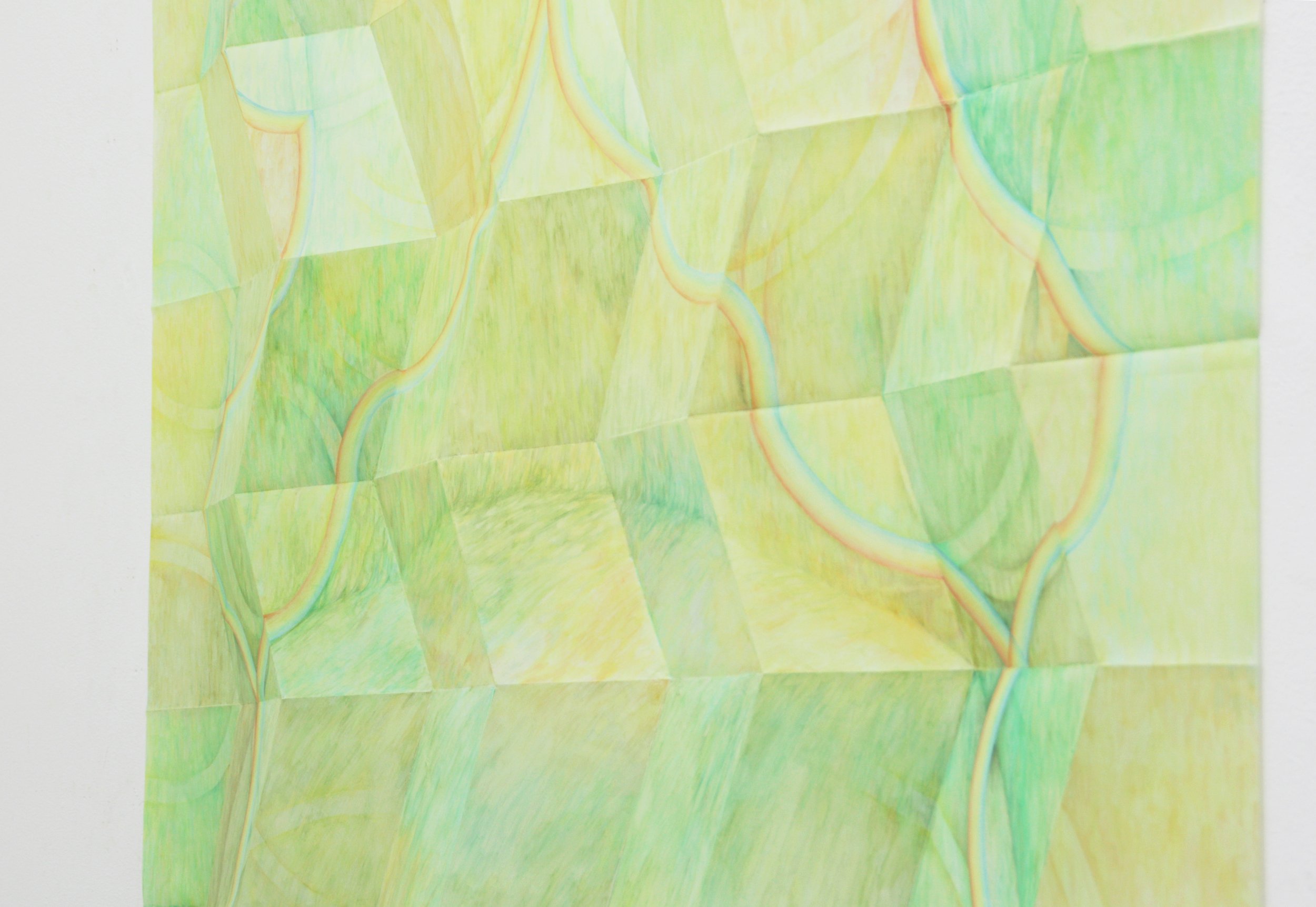 Hum (detail), pencil, sponge and water on BoPET paper, 200 x 120 cm, 2022. 