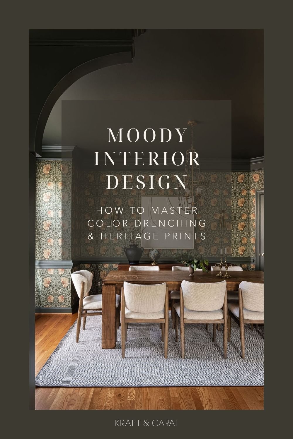moody interior design, color drenching &amp; william morris wallpaper