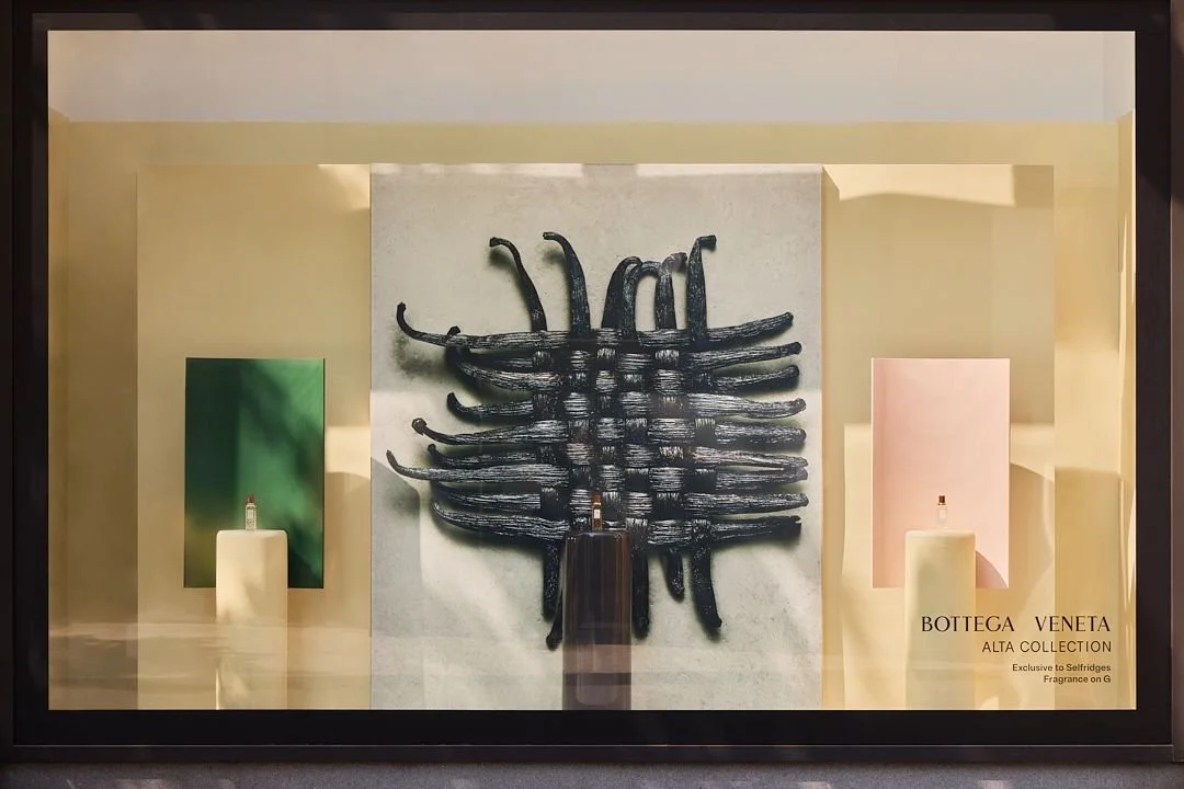 bottega veneta x selfridges vanilla perfume window display