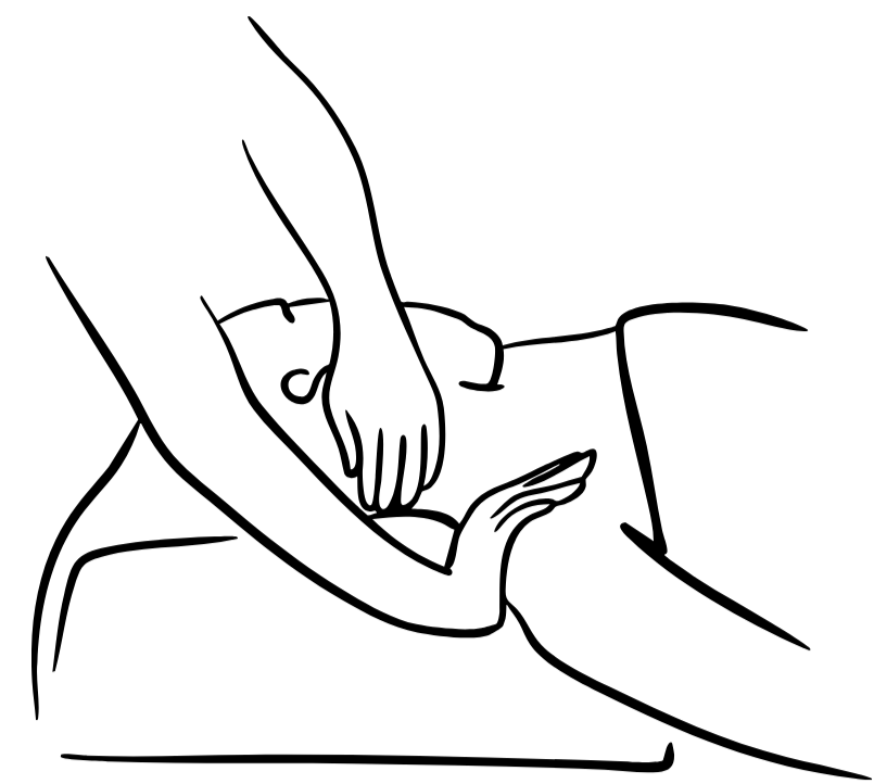 Geometric drawing of an outline square with sections divided by vertical, horizontal, and diagonal lines.