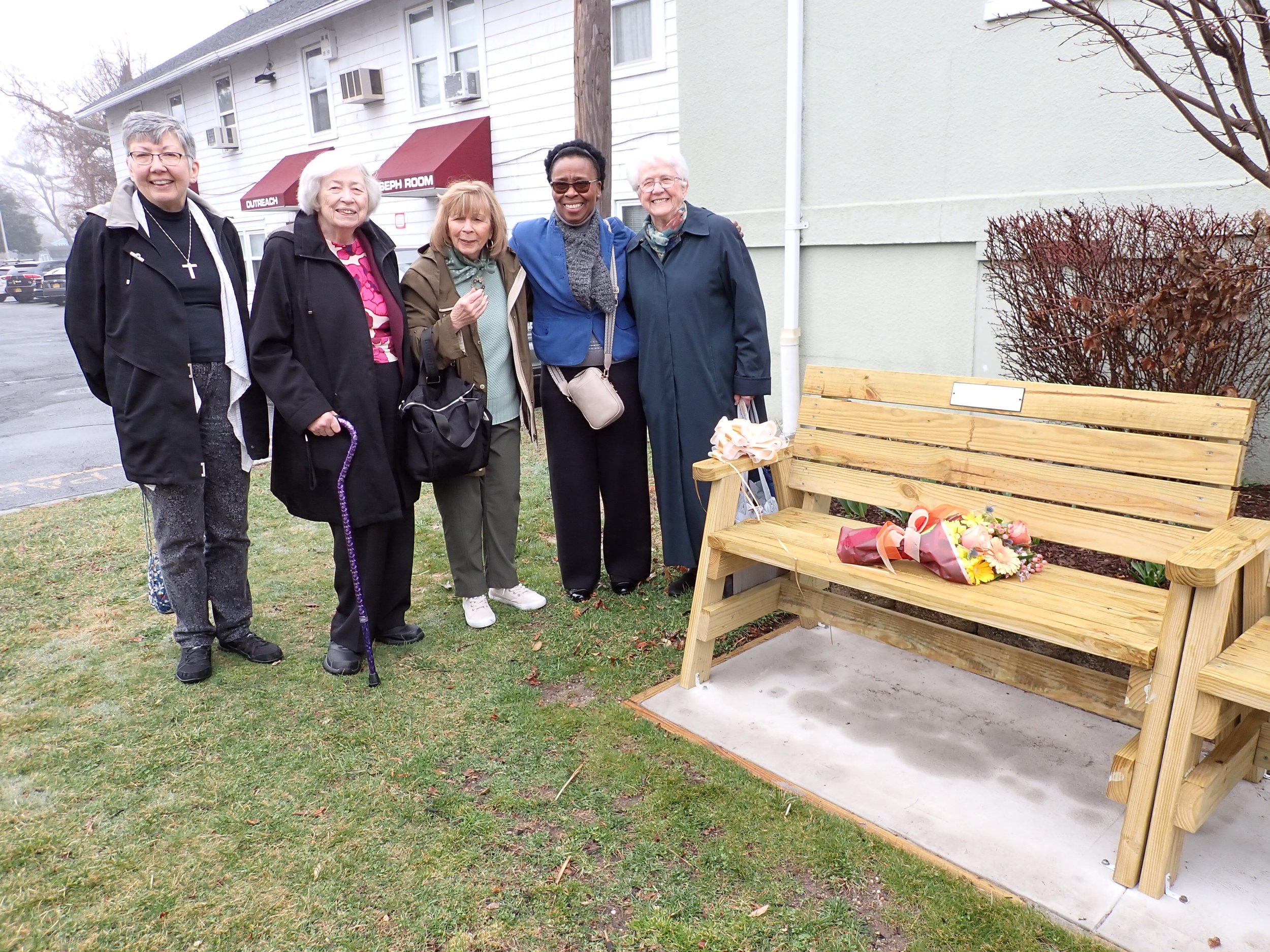 Benches Dedicated in Sacred Heart Garden in memory of Sr. Camlle Solis. DW and Jean O’Connell