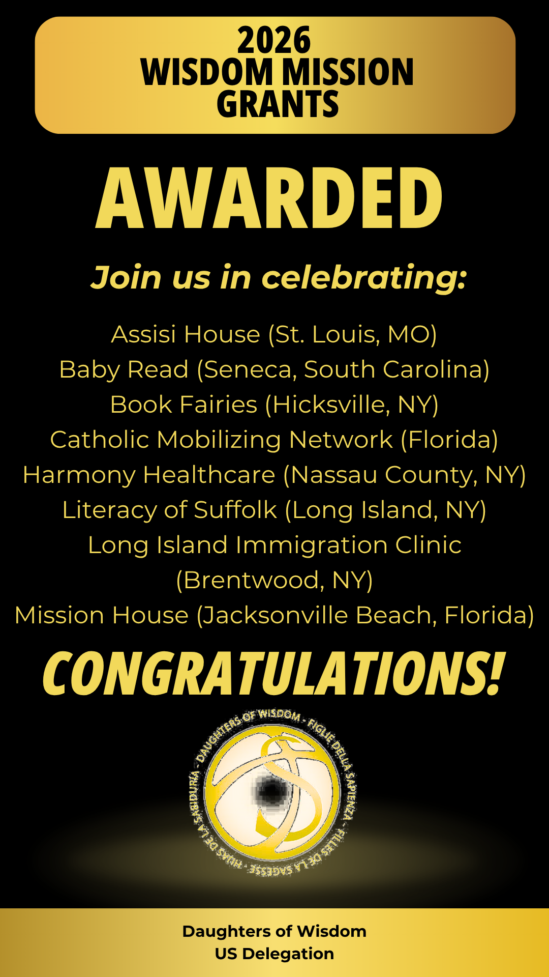 2026 Wisdom Mission Grants Awarded