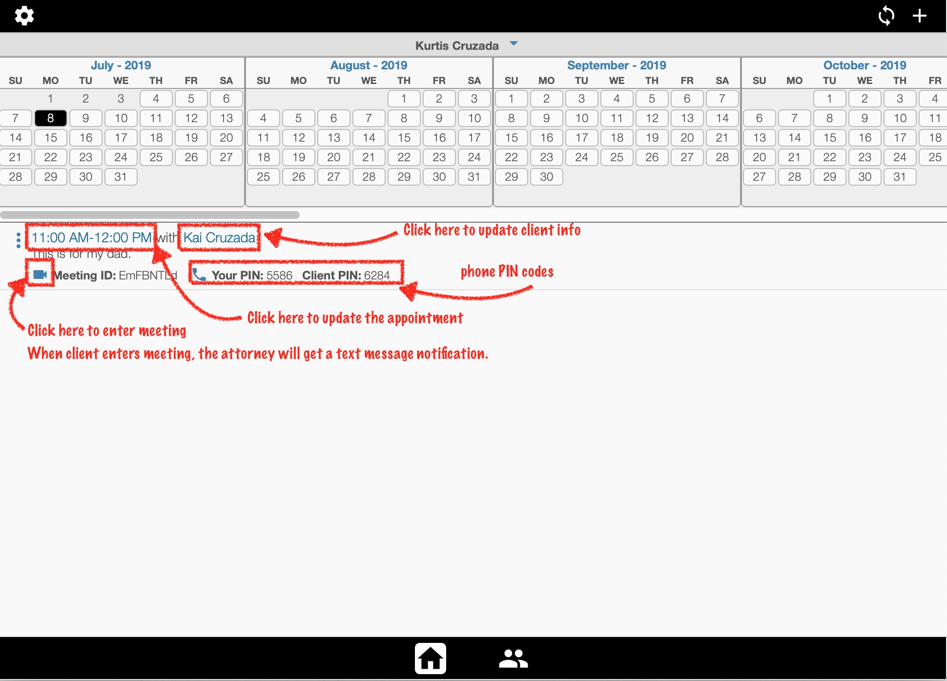 Manage appointment on calendar