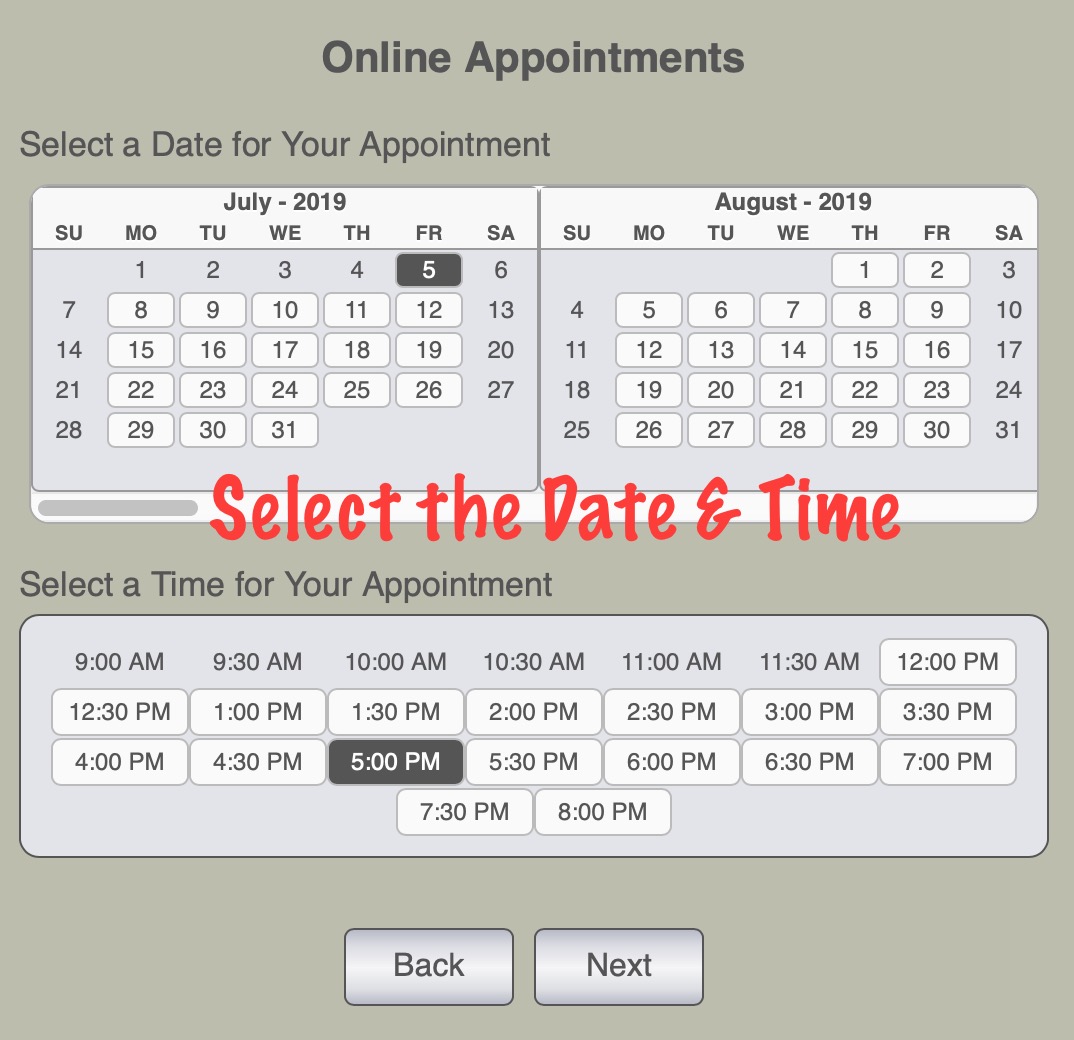 Select a Date & Time