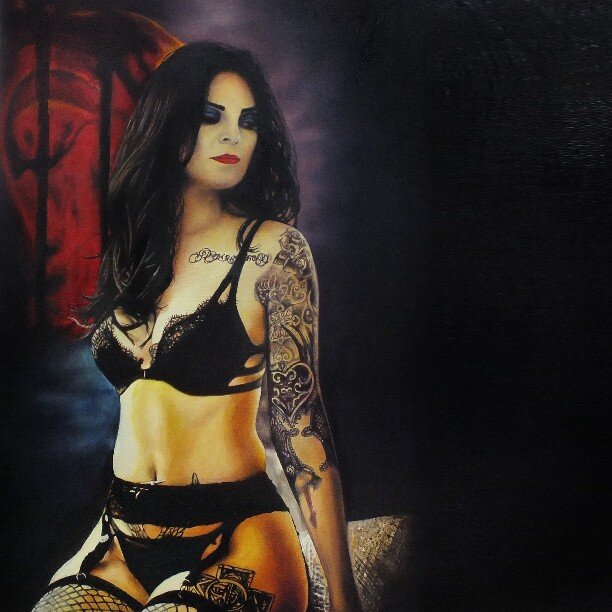 Femme Fatale oils on canvas 40cm x 30cm #oils #velvet underground #canvas #model #tattoo